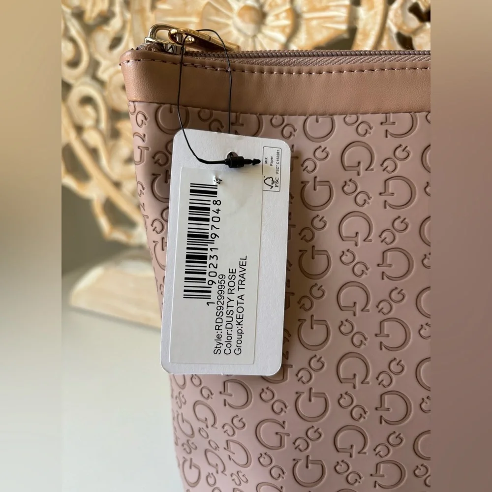 GUESS Cosmetic Bag NWT Dusty Rose color - Picture 3 of 10